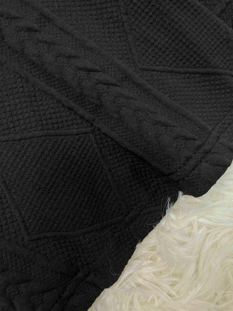 【Plus Size】 Solid Textured Button Front Blazer, Casual Fitted Long Sleeve Deep V Neck Outerwear for Work Office Business, Women's Clothes for All Seasons