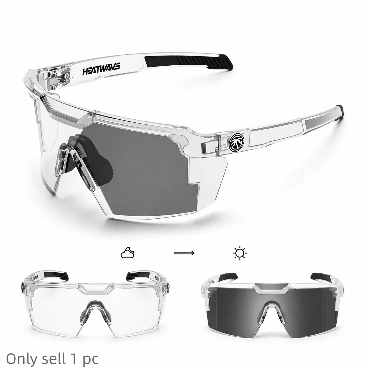 Photochromic Sports Glasses - Lightweight UV400 Tactical Sunglasses with Non-Slip Nose Pads for Cycling, Running, Hiking & Outdoor Adventure
