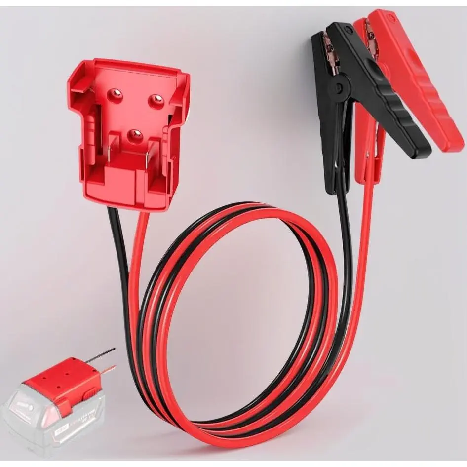8AWG 2FT Silicone Wire Jumper Cables with Alligator Clips, Compatible with Milwaukee M18 18V Batteries, Automotive Battery Jump Starting Tool with 392℉ (200℃) Temperature Resistance, Temperature Resistance 392 ℉ 200 ℃
