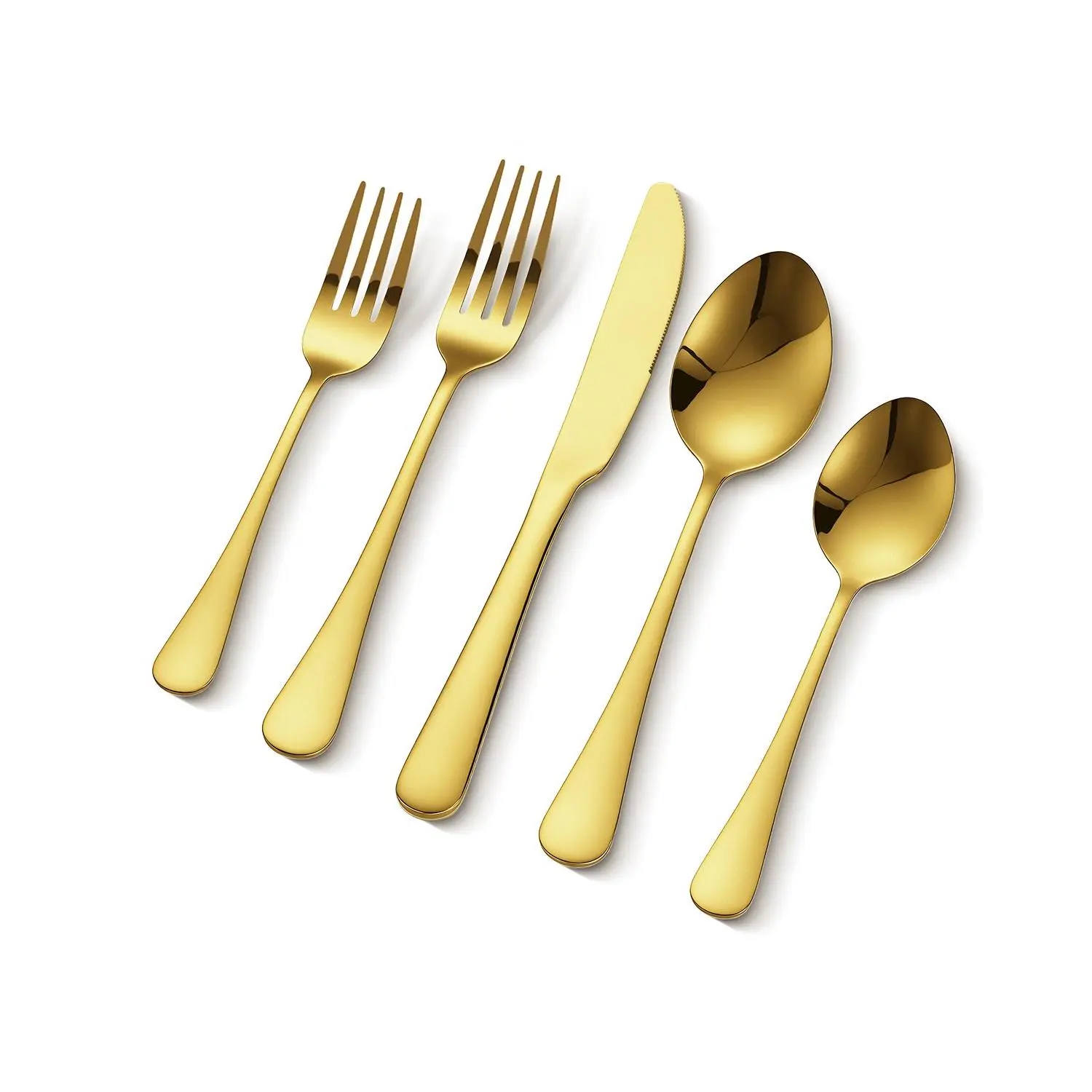 VEVOR 60-Piece Gold Stainless Steel Flatware Set, BPA-Free Food-Grade Utensils for 12, Mirror-Finished, Dishwasher-Safe Eating Tableware for Everyday Kitchen Home Use (Knife, Fork, Spoon Included)