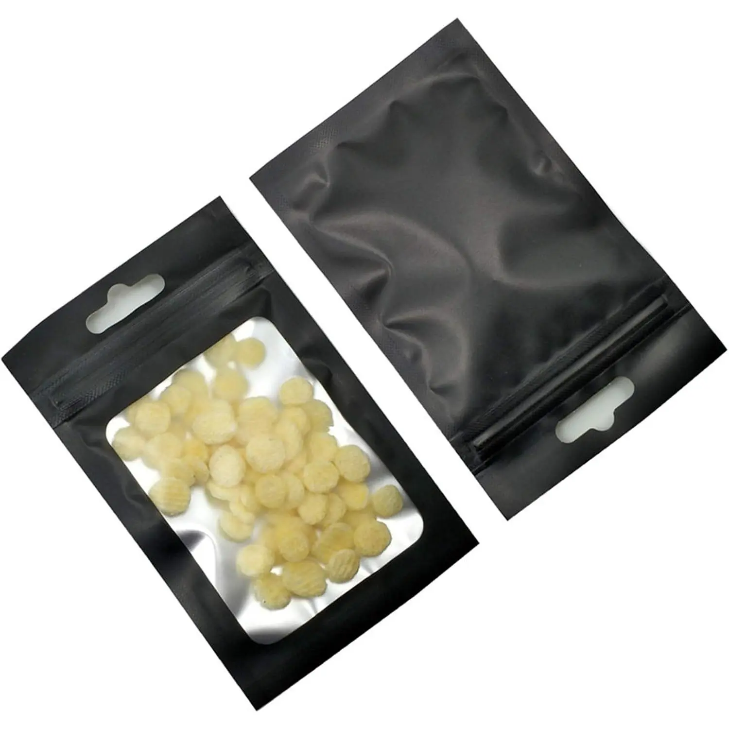 100 Pack Zipper Resealable Foil Bag Window Mylar Bags 2.3x3.9 inch | (Inside Size 1.9x2.5inch)  Foil Packet with Euro Hang Hole  Storage Clear Plastic Sample Pouch  Display