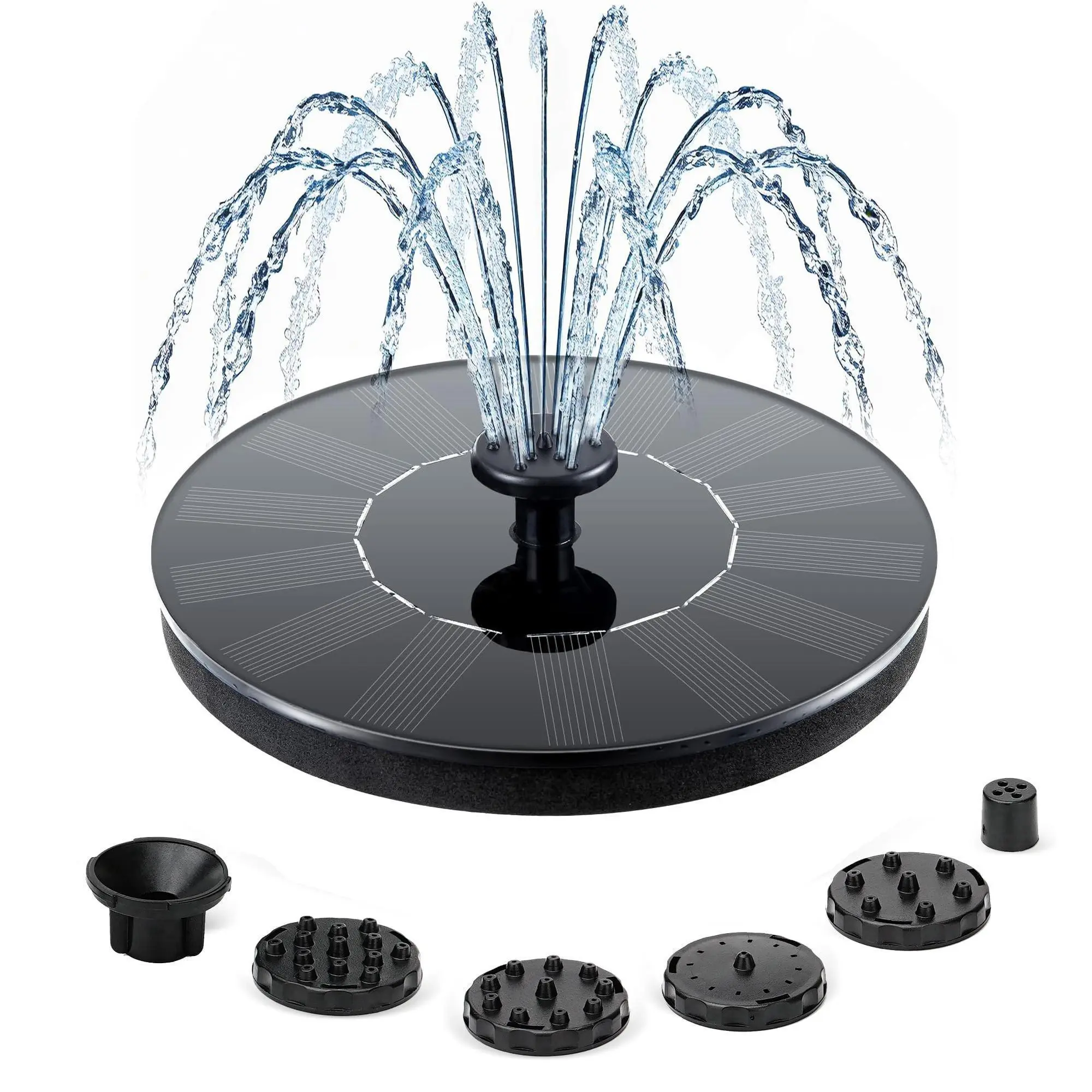 Floating Solar Water Fountain Pump, Solar Bird Bath Fountain with 6 Nozzles for Garden Pond Pool Decor, Outdoor Water Feature, Diy Solar Fountain, Floating Fountain System