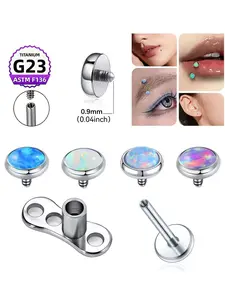 1PC G23 Titanium Microdermal Piercing Surface Opal Stone Dermal Anchor Base & Tops Hide in Medusa Pircing Skinner Body Jewelry