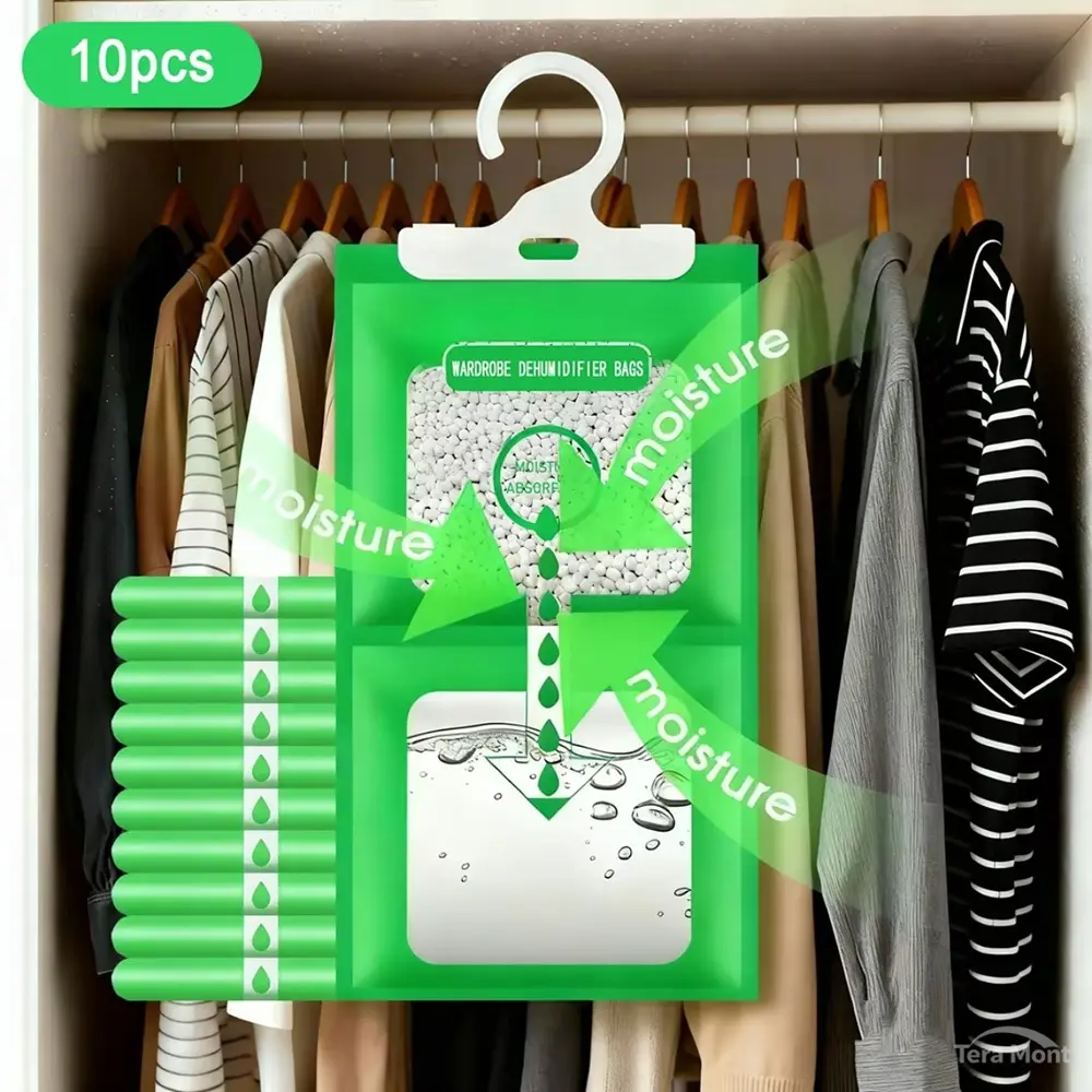 Mold Damp Proof 10 Pack Portable Leak Proof Hangable 100g Fragrance Free Moisture Absorber Dehumidifier Desiccant Bags for Closets,summerwins