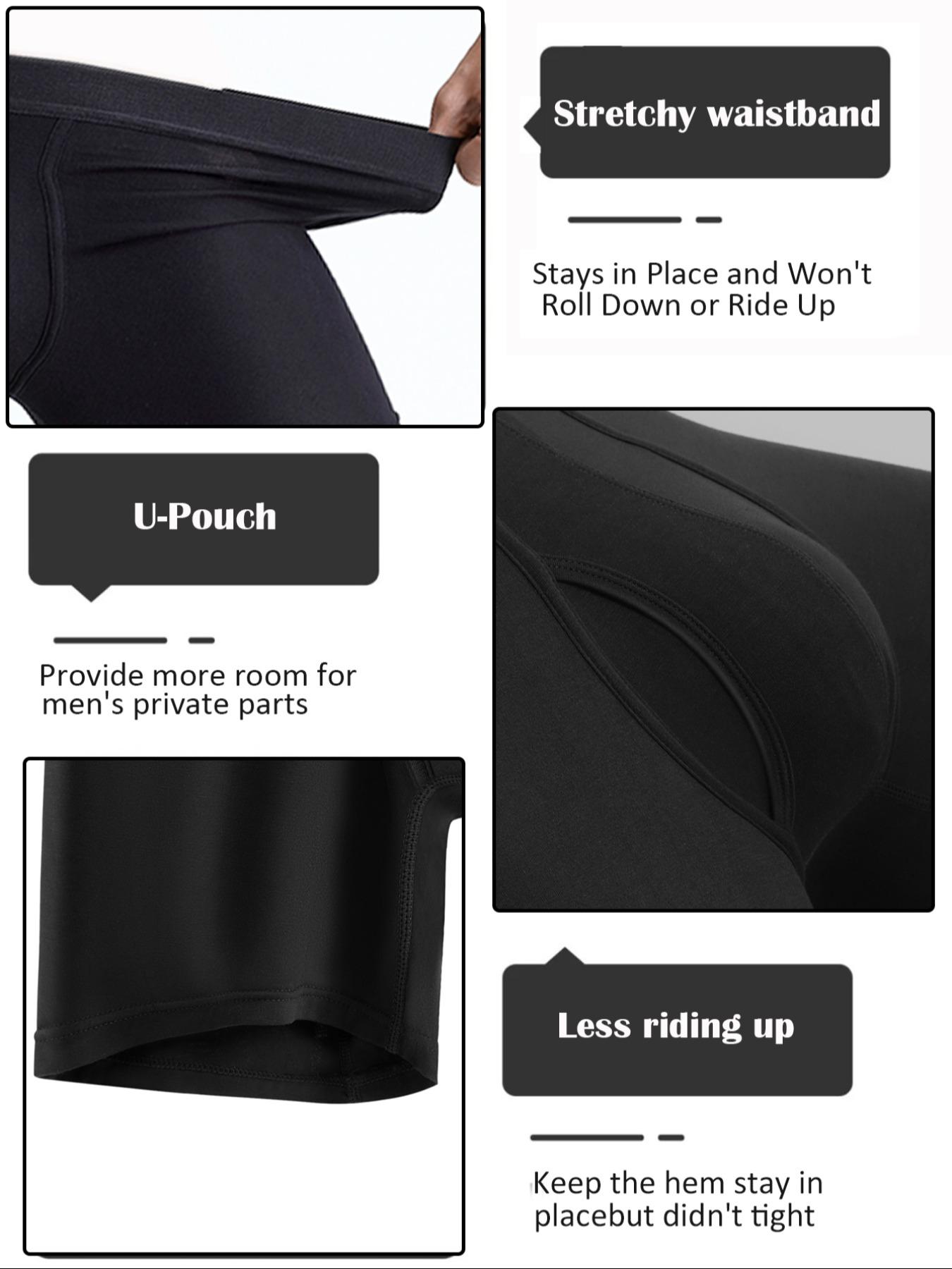 8-Pack Men's Bamboo Fiber Boxer Briefs, Long Leg Anti-Chafe Soft Stretch Underwear with Fly Design, Breathable Comfortable Daily Wear