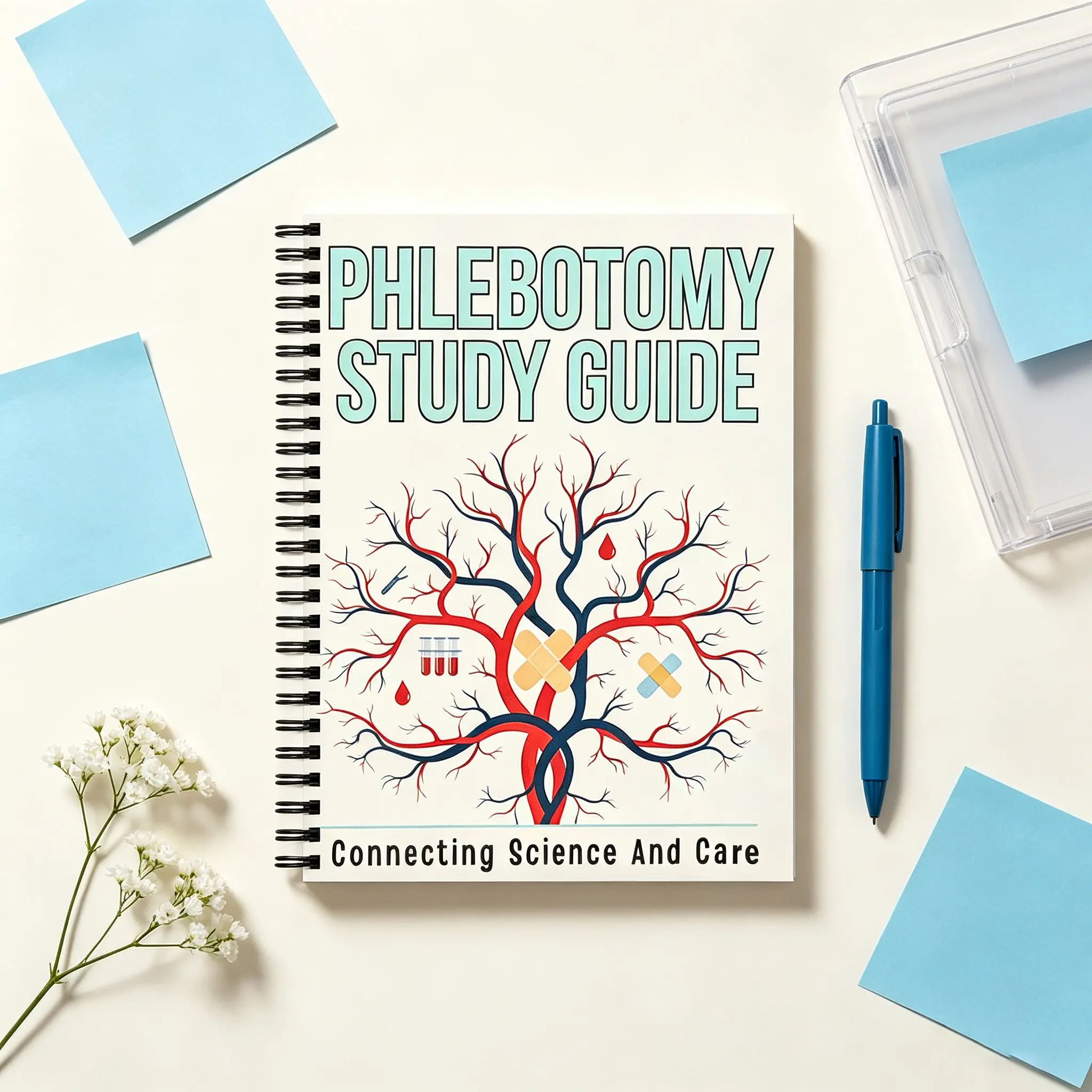Phlebotomy Study Notebook, Blood Draw & Nursing Aid, Lab Tech Study Guide, 100 Pages, Essential Tool for Medical Students