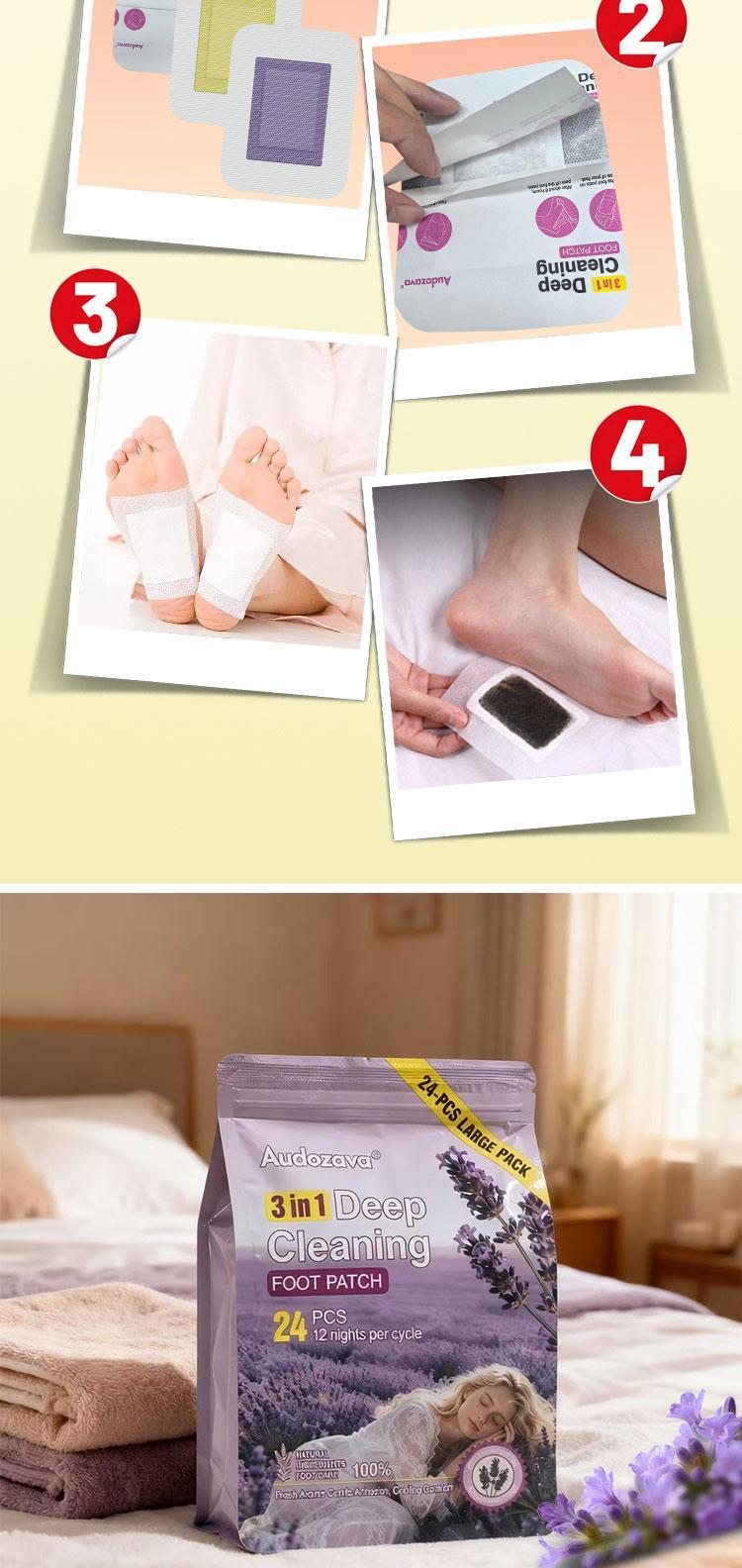 Lavender Detox Foot Pads for Sleep & Stress Relief 24 Patches Magnesium Glycinate Foot Care Therapy Natural Herbs