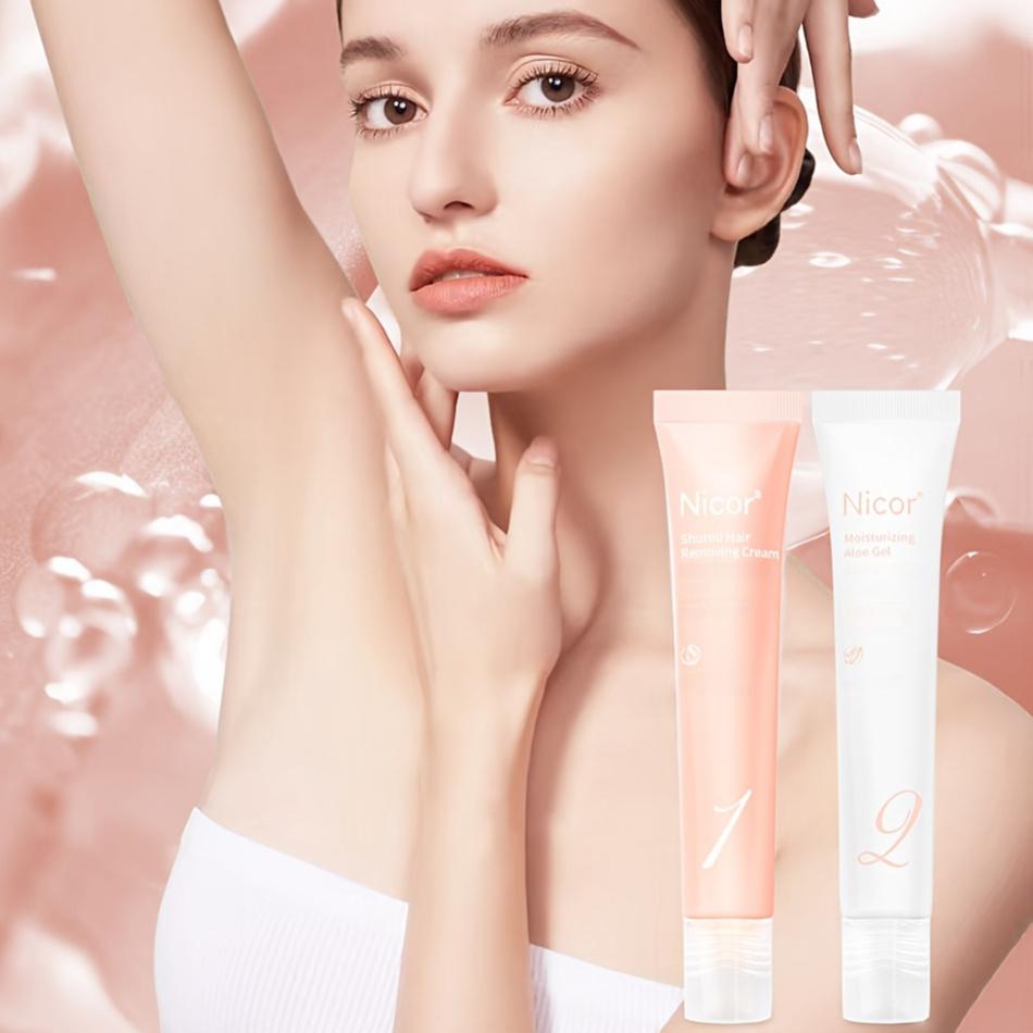 Gentle Moisturizing Hair Removal Cream Set - Includes 1 Depilatory Cream & 1 Aloe Vera Cream for Lip, Hand, Suitable for All Skin Types, Smooth Skin Solution|Nourishing Formula| Hair Removal Cream