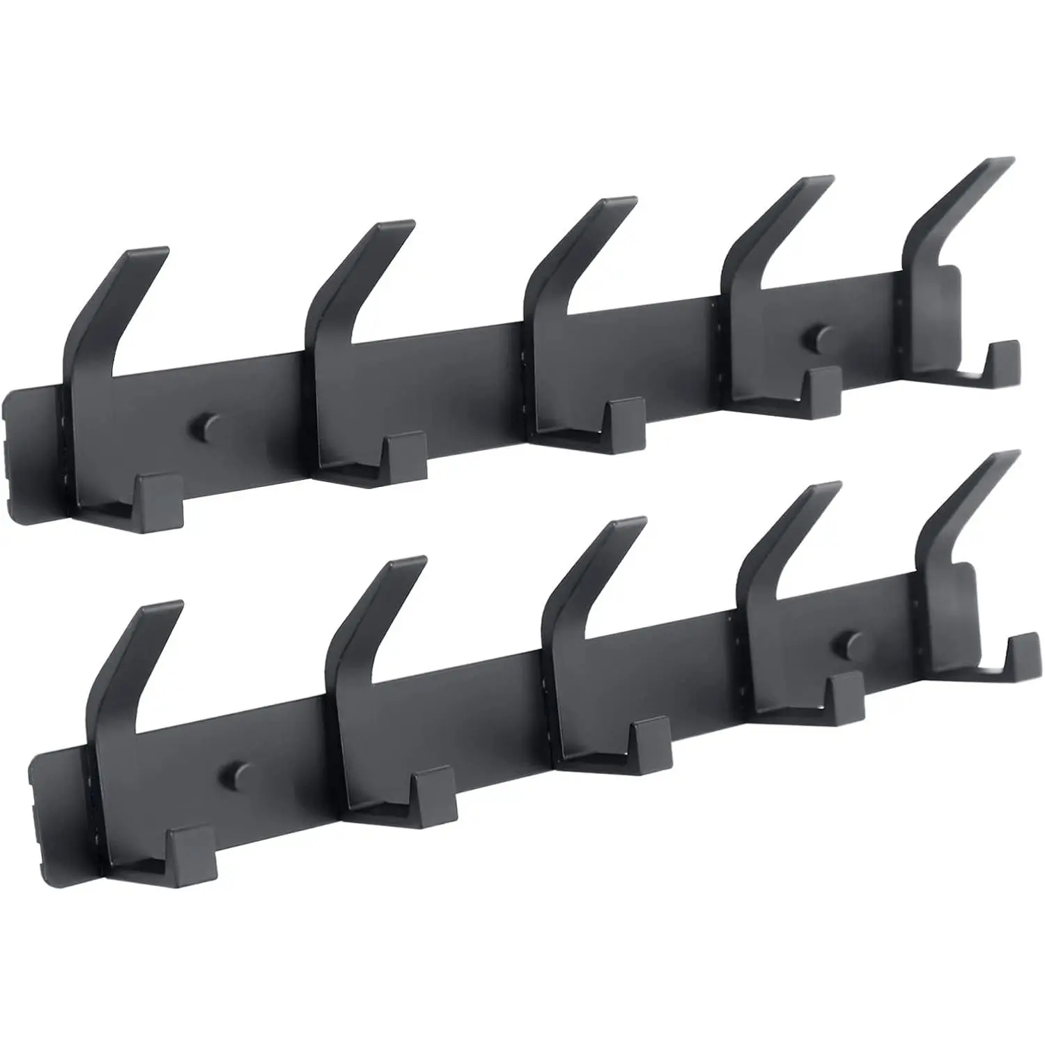 Coat Rack Wall Mounted,5 Coat Hooks for  Coats,Heavy Duty Metal Double Hook Rack Hook Rail,Coat Rack with Hooks,Wall Mount Coat Hanger for Hat Towel Purse Robes ,Black,2Pack (Black2, 5 Hooks)