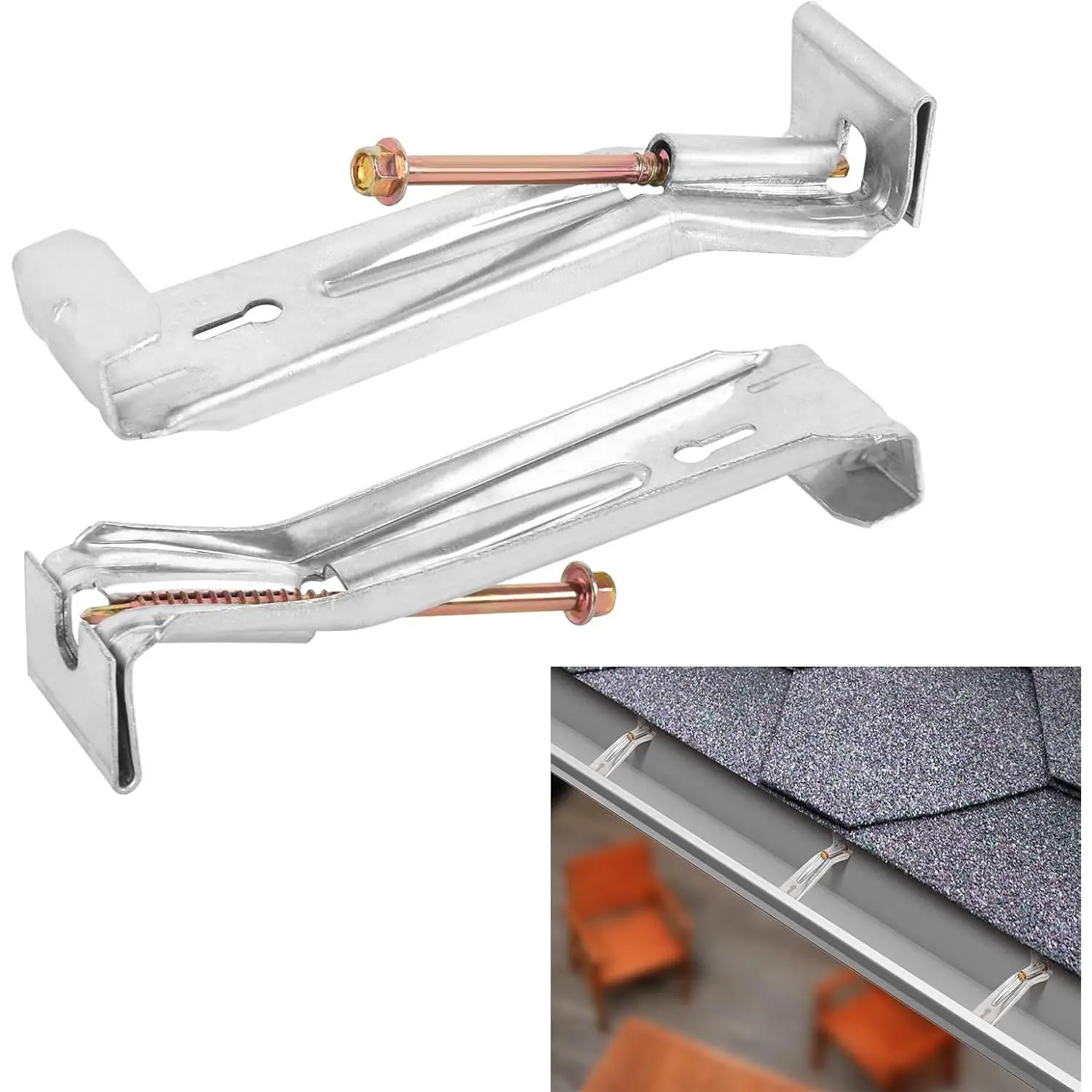 50 Pack 5 Inch Heavy Duty Hidden Rain Gutter Hangers with Pre Inserted Rust Resistant Screw for 5" K Style Aluminum Gutters