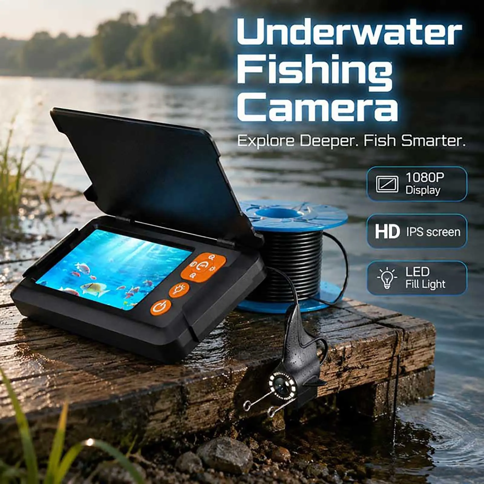 Portable Underwater Fishing Camera, 4.3 Inch LCD Display, Infrared Night Vision, Waterproof Fish Finder, Ideal for Ice Fishing and All Seasons