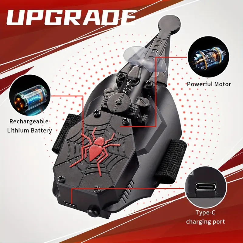 Spider Web Shooter V2 Upgrade, Interactive Spider Silk Role Play, Parent-Child Battle Game, Home Outdoor Fun, USB PD Charging Included