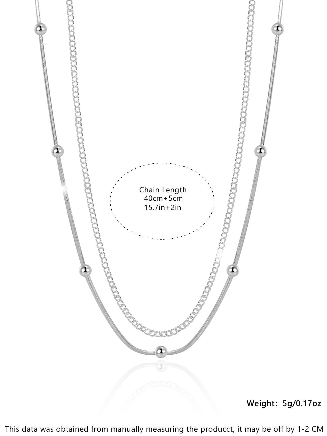 925 Sterling Silver Women's Elegant Chain Necklace, Exquisite Trendy Pendant Necklace, Chic Jewelry As Gift for Girlfriend  Silver Jewelry, Minimalist Chain Necklaces