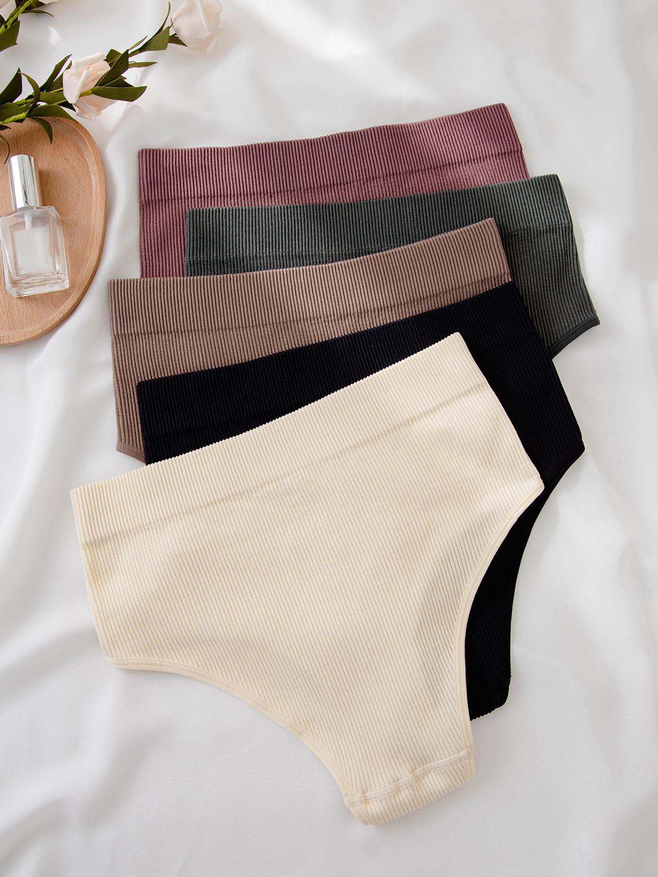 Women's Solid Color High Waist Brief, Breathable Comfortable Panty for Daily Wear, Women's Underwear for All Seasons, Breathable Soft Underwear, High Waisted Panty