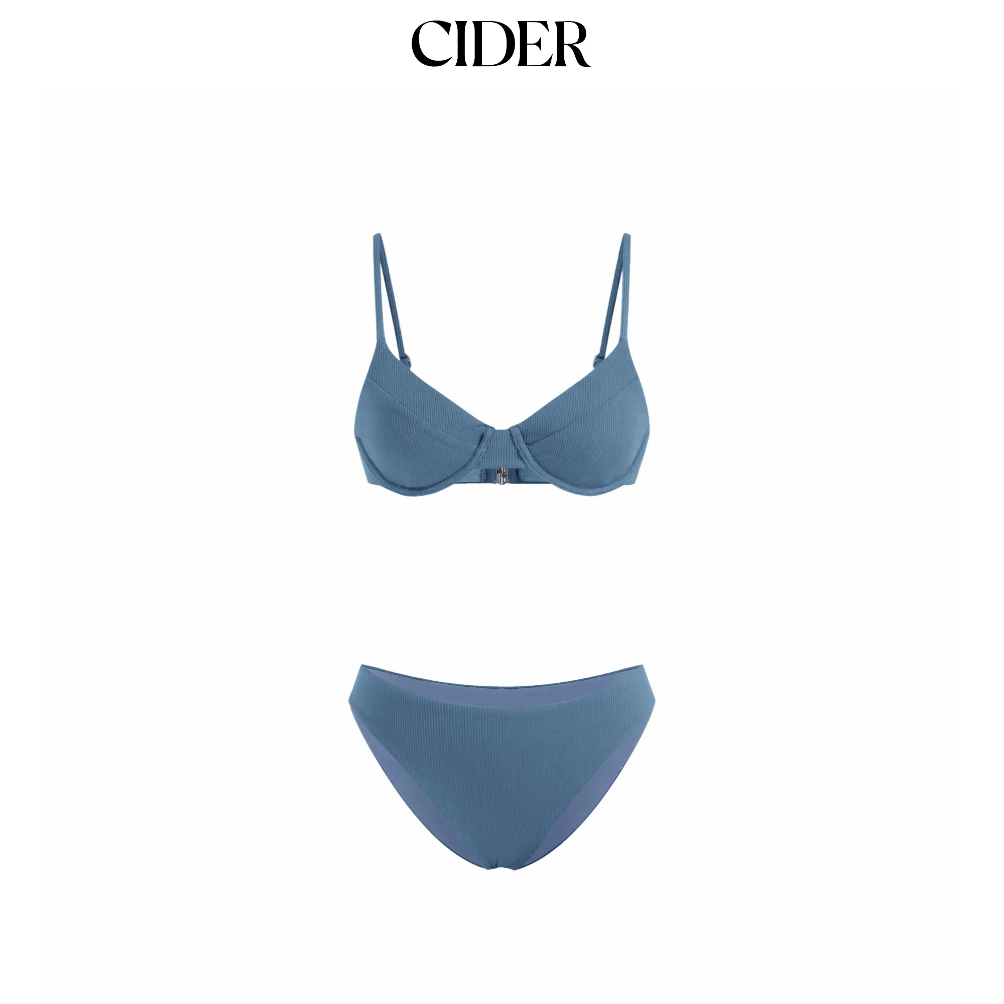 Cider Sweetheart Neckline Rib Underwire Cheeky Bikini Set