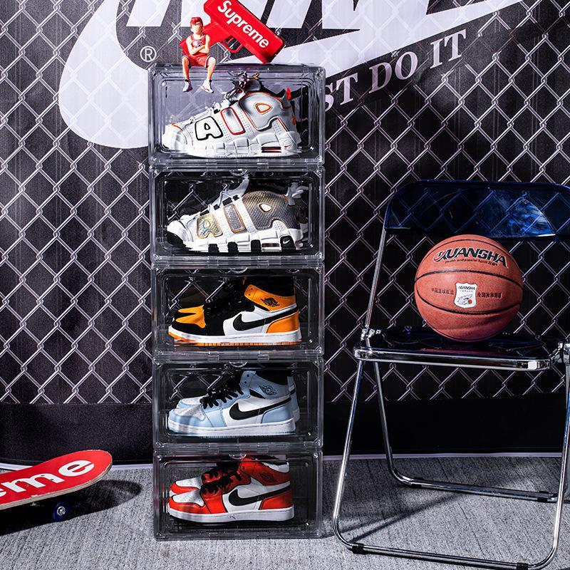 High Transparent Pet Shoe Storage Box, Stackable Sneaker Display Case, Thickened Plastic Shoe Organizer for Home & Collection