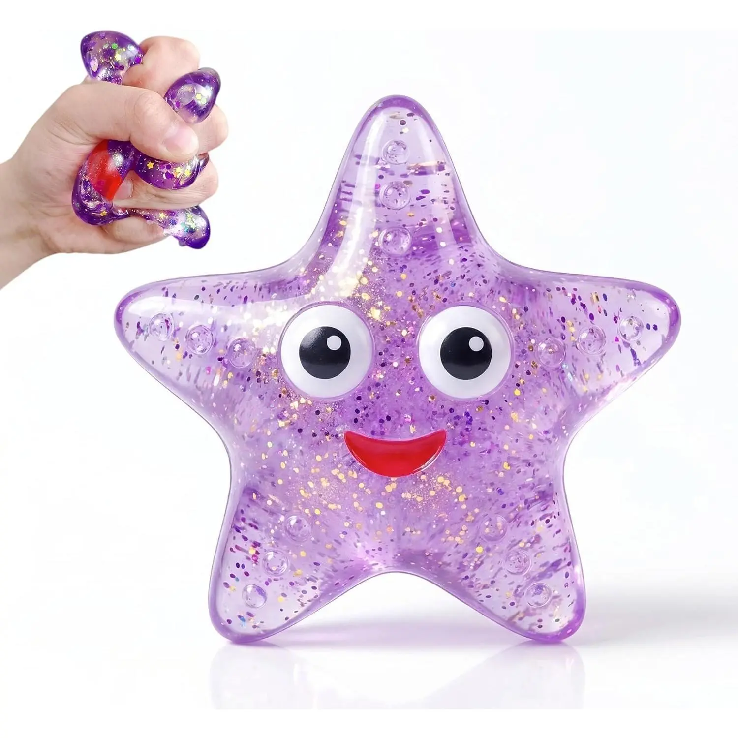 1Pcs Squishy Starfish Stress Ball for Adults and Kids Starfish Stress Toys Sugar Ball Sensory Fidget Toy Sea Animal Squeeze Squishy Toy Anxiety Relief Party Favors (Purple)