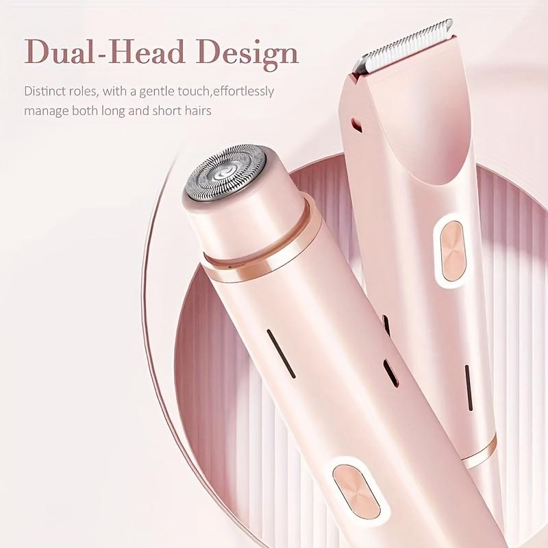 Dual-Head 2-in-1 Women'S Electric Shaver for Balding, Eyebrows, Face, Legs & Underarms - Wet/Dry Use Hair Remover - Portable Bikini Trimmer -  - Gentle & with Stainless Steel Blades, Wet Shaving Device |   Elegant Groomin body  trimmer  for  women