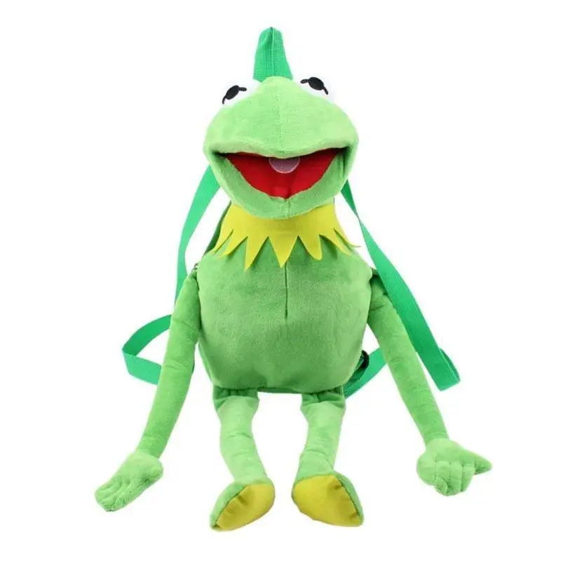 60cm Kermit Frog Plush Doll Hand Puppet Funny Green Frog Backpack Animal Plush Toy Big Doll Ventriloquist Performance Props Gift