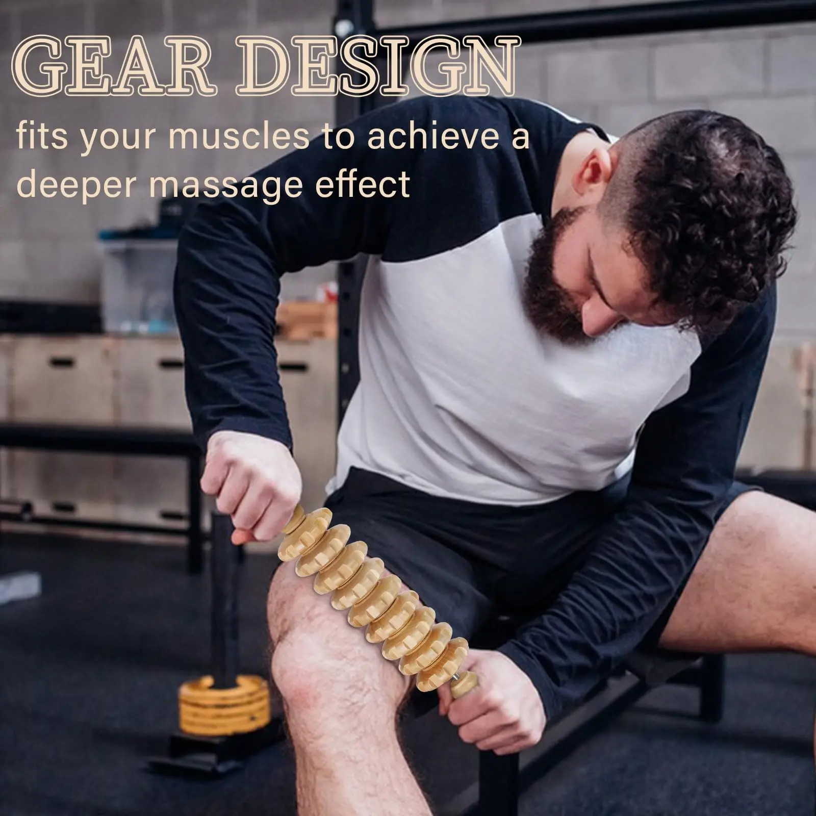 Manual Wooden Fascia Massage Roller, Trigger Points for Cellulite Relief, Sore Muscle Recovery, Muscle Blasting Tool