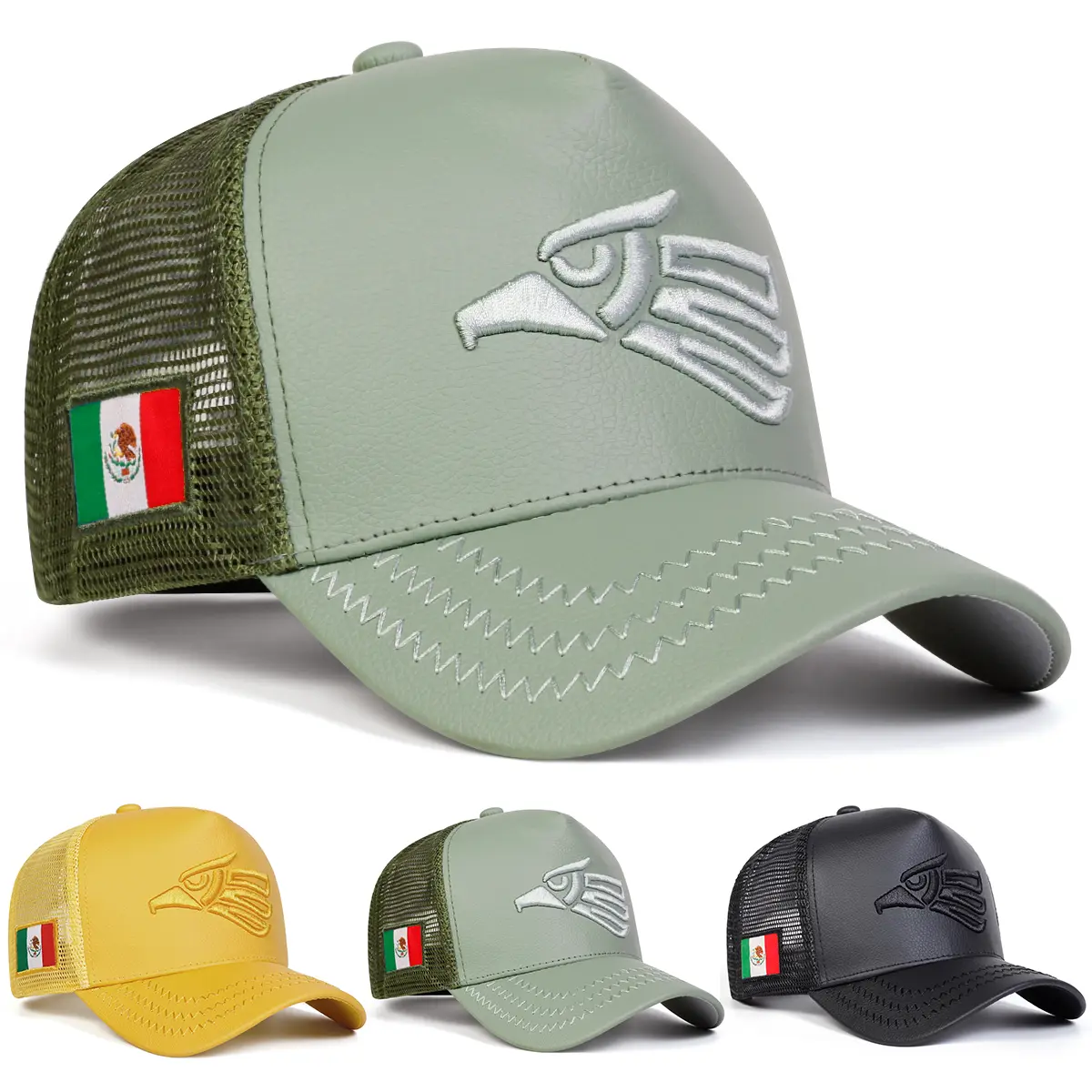 Unisex Mexican Flag Eagle Embroidered Baseball Cap Outdoor Adjustable Sunscreen Leisure Hat Spring Autumn Travel Tourism Beach Vacation