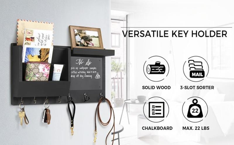 F-HP10 Key Holder for Wall - Mail Holder Organizer Wall Mount with Shelf - Hanging Key Rack Hanger with Hooks Decorative for Home Coat Letter Dog Leash Entryway Living Room Decor Farmhouse Metal F-HP10 Key Holder for Wall - Mail Holder Organizer Wall Mount with Shelf - Hanging Key Rack Hanger with Hooks Decorative for Home Coat Letter Dog Leash Entryway Living Room Decor Farmhouse Metal