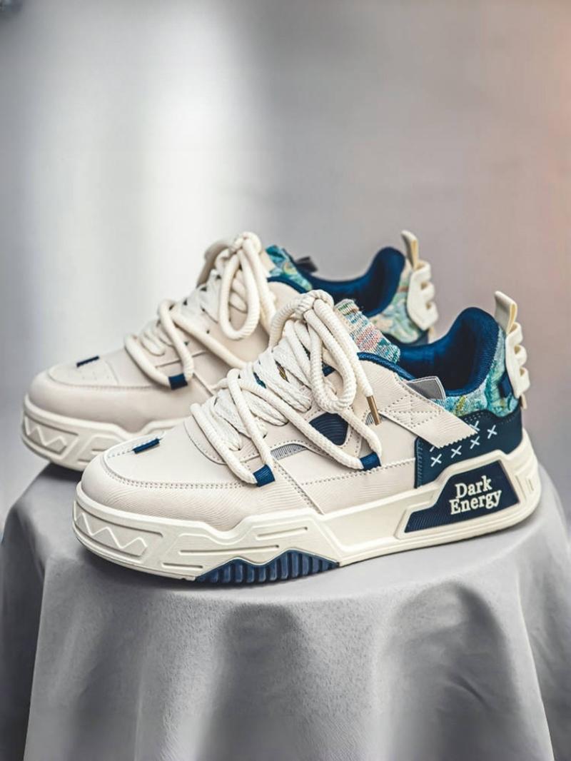 Men's Fashionable Lace Up Skateboarding Shoes, Casual Comfortable Breathable Sports Running Shoes, Male All-match Round Toe Shoes for Daily Wear, Outdoor Sneakers