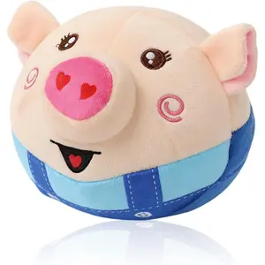 Interactive Dog Toys 2026 New Active Moving Pet Plush Toy Rechargeable Squeaky Dog Ball Toy with Talking Sound Washable Bouncing Piggy Toy for Dogs Puppies Blue