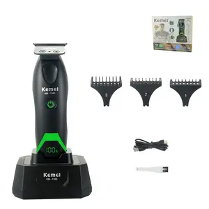 Kemei Professional Hair Clipper LED Display Trimmer Charging Base Hair Care Appliance Adjustable Clipper for Men KM-1385 KM-1386