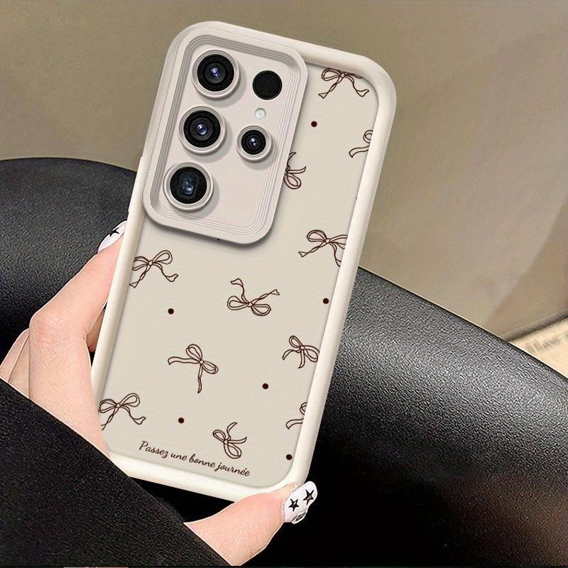 Fashionable Full-Coverage Bowknot Phone Case, Compatible with Samsung Galaxy S24, S22+, , S25, S23+ Plus  Artistic Matte Texture Design, with Lens Protection, Shockproof Soft Edges, Compatible with iphone 11 12 13 14 15 16 17 air plus pro max