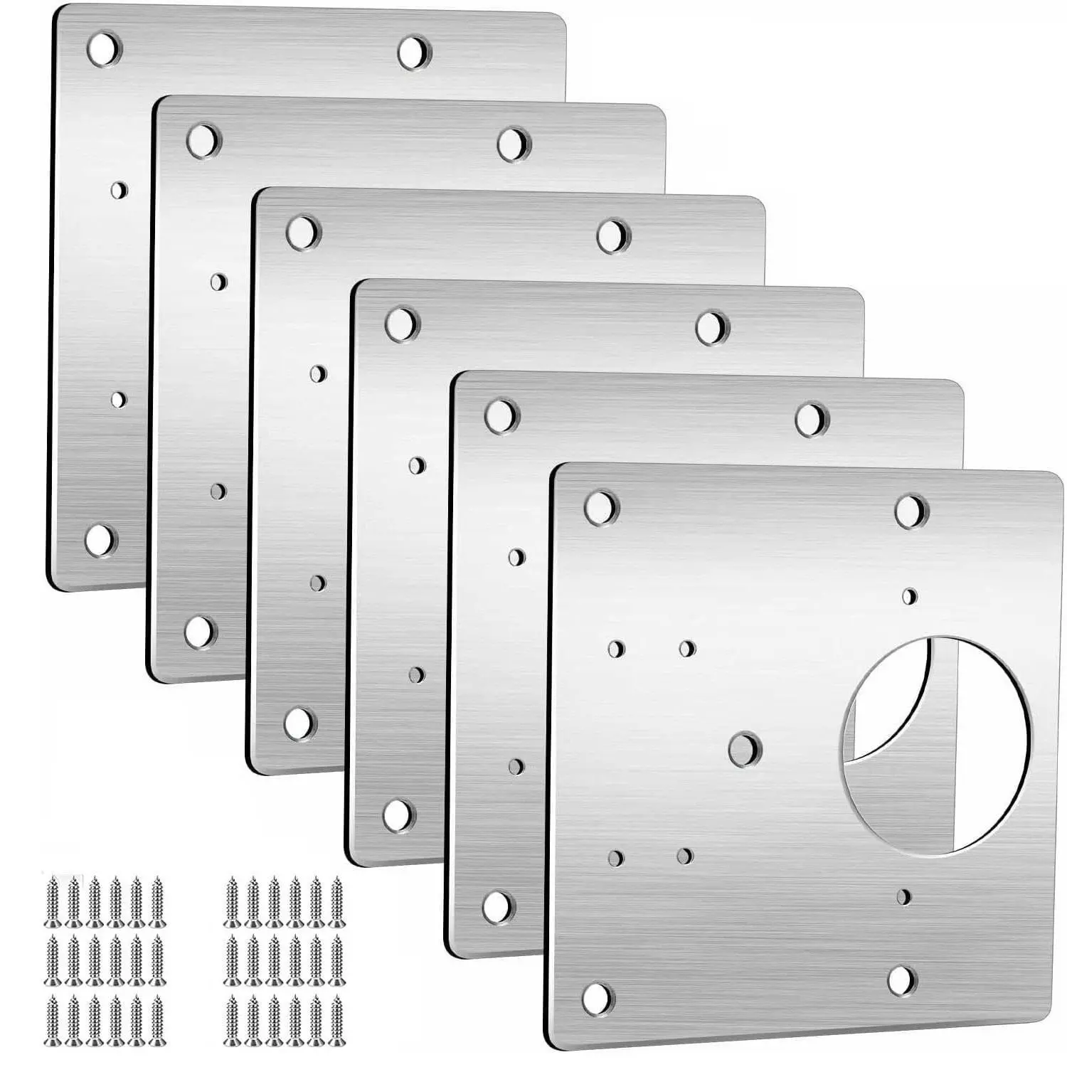 12-piece heavy-duty stainless steel cabinet door hinge repair kit, including 72 screws, polished anti-rust metal - suitable for reinforcing kitchen, bathroom, and bedroom doors, for cabinet doors and wardrobes - repair and renovation