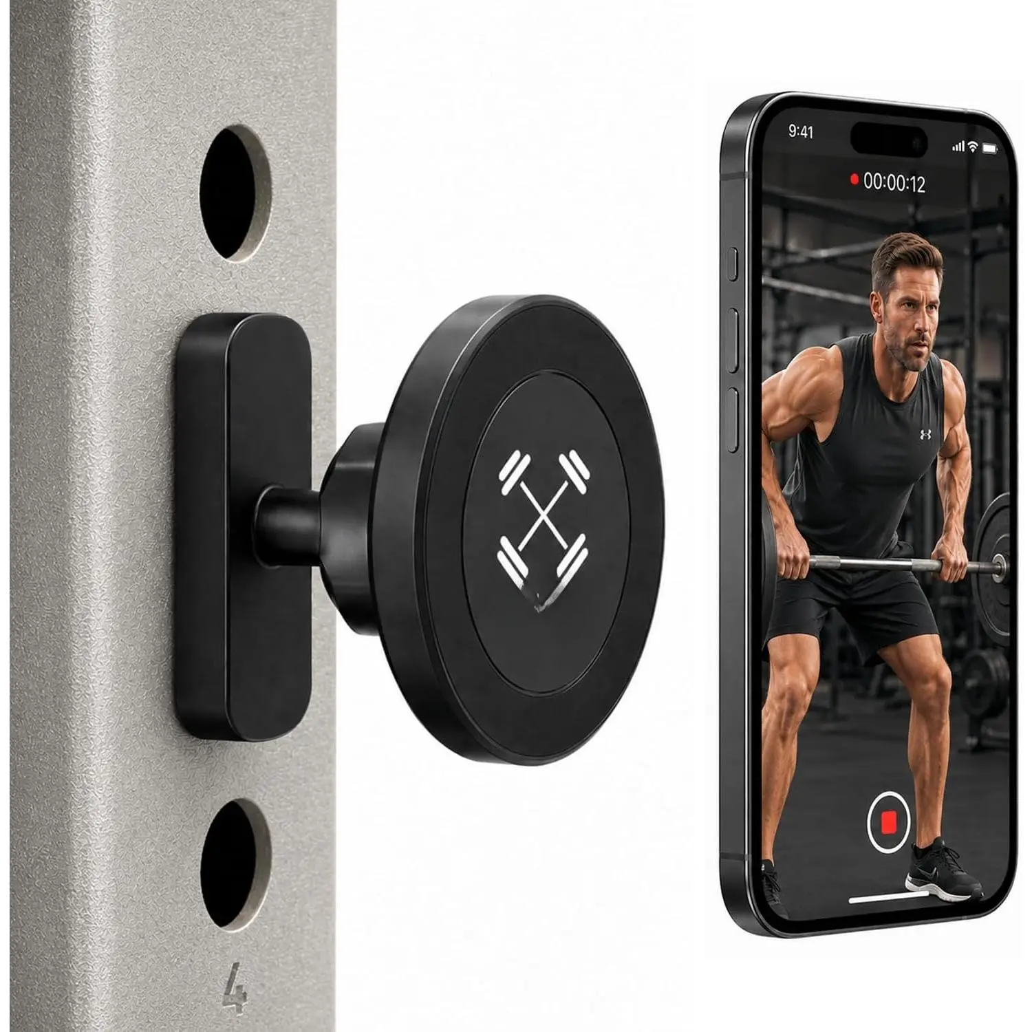 Pro-Grade Durable Compact Synthetic Mobile Phone Holder for Racks & Machines - MagSafe-Compatible Model 1 N52 1-Sided Mount, 360° Adjustable Ball Joint for Filmmakers’ Landscape Filming Workouts, Phone Accessories, Mounting