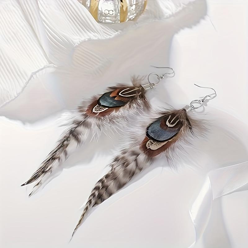 Bohemian Style: Multicolored Dyed Feather Earrings for Women and Girls