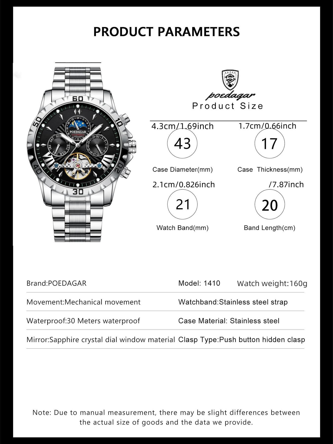Men's Business Fashion Analog Mechanical Watch, Fashion Waterproof Luminous Date Watch for Party, Daily Decor, Exquisite Watch for Birthday Gift with Box, Waterproof Wristwatch
