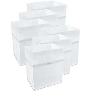 13 Gallon Disposable Pop-Up Trash Cans (6-Pack) with Fitted Bags – Foldable Garbage & Recycling Bins for Parties, Events & Kitchen (White, 17" H x 13.5" W x 10" D)
