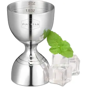 Cocktail Measuring Jigger, Shot Measure Double Jigger with Measurements inside, Bar Jigger Liquor Alcohol Measuring, Bell Jigger for Bartending, 2 oz 1 oz Bartender Jigger Stainless Steel