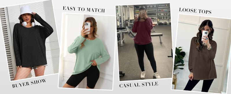 Womens Oversized Long Sleeve T Shirts Basic Crewneck Tee Fall Tops Casual Workout Fashion Casual Y2K Clothes Goth Punk Rock Tie-Back Tank Womenswear Streetwear Tshirt Baggy singlet quick dry Summer Black Loose Minimalist workout tops compression shirts