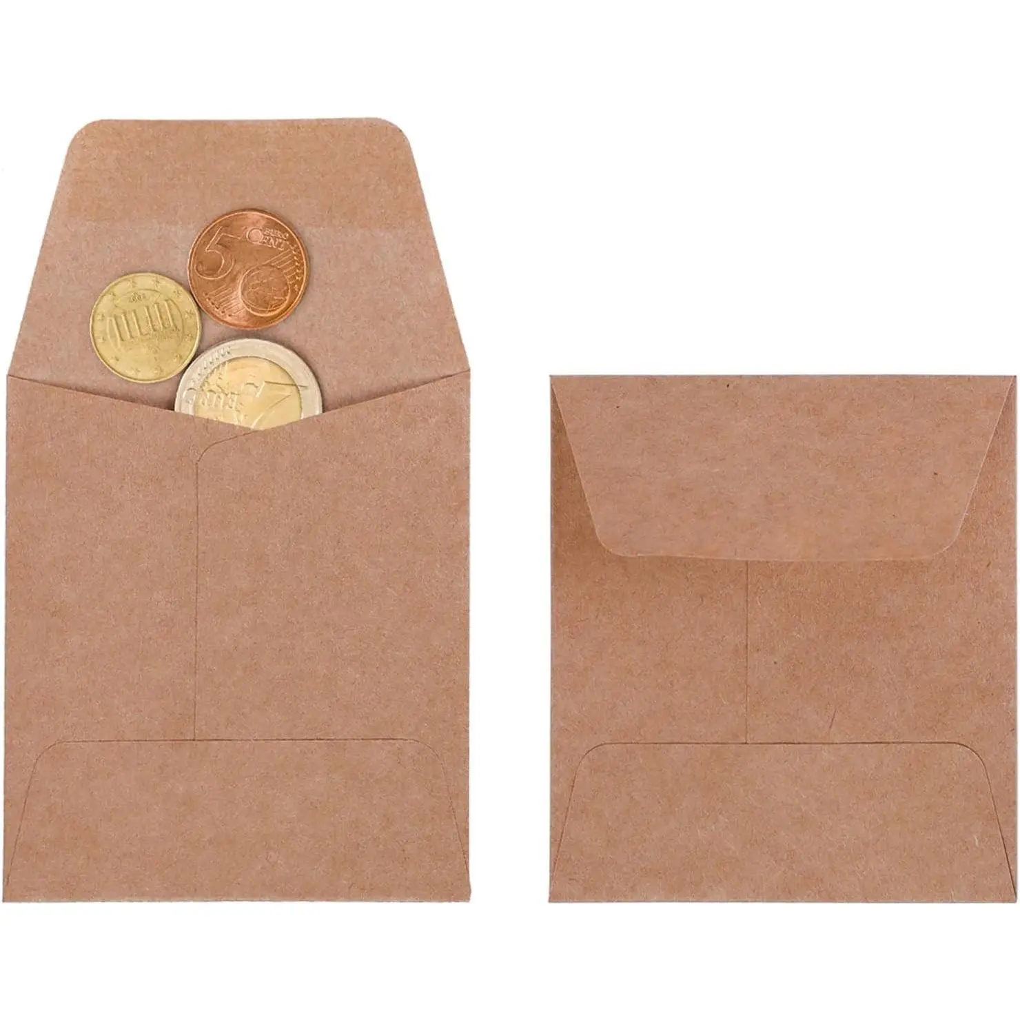 100 Pack 3.15"×3.5" Heavy Duty Self-Adhesive Kraft Paper Small Coin Envelopes for Seed Packets, Stamps, Mini Parts, Office, Garden & Wedding Gift Storage(Gift)