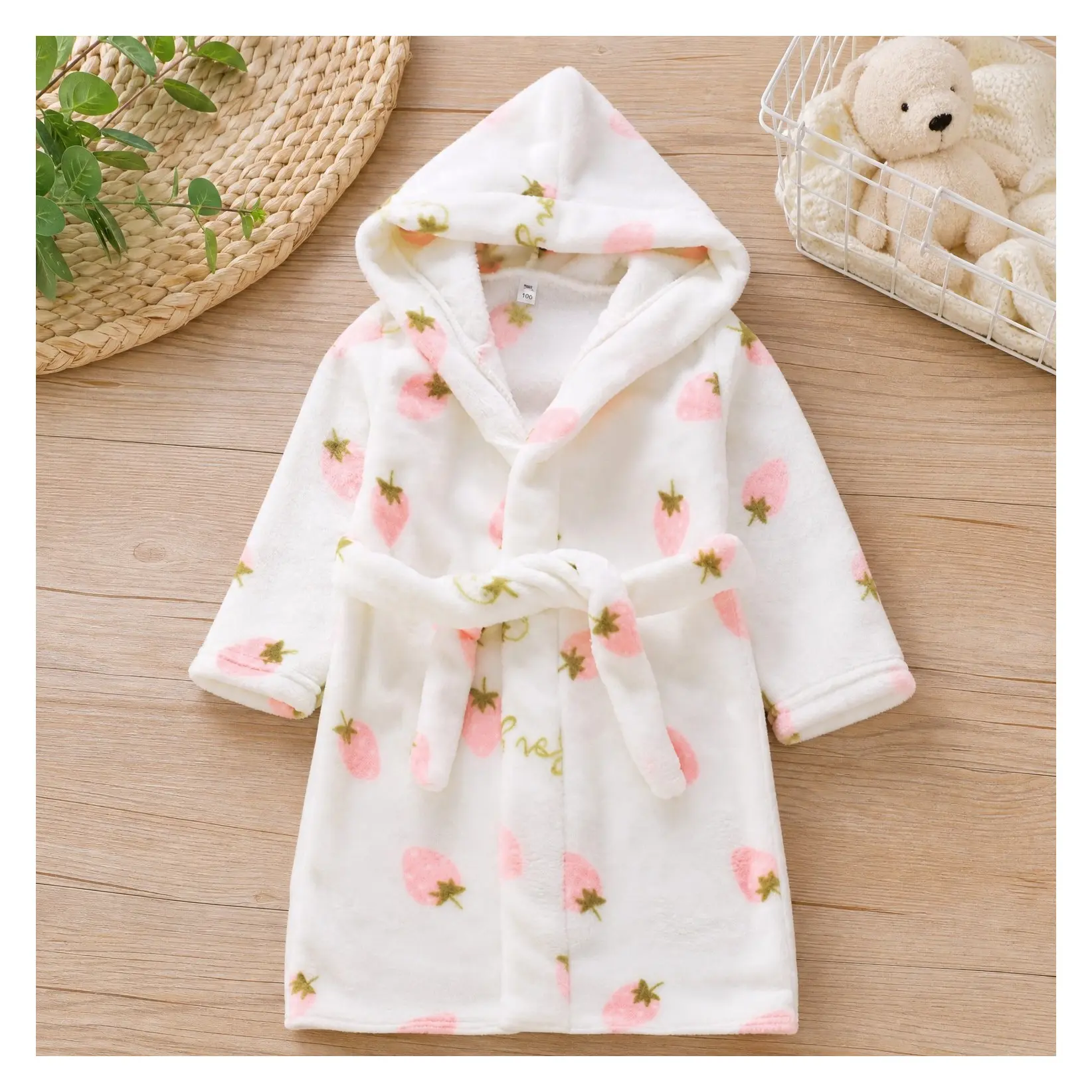 Boys Girls Bathrobes Toddler Kids Robes Plush Soft Coral Fleece Hooded Pajamas Sleepwear for ChildrenGift