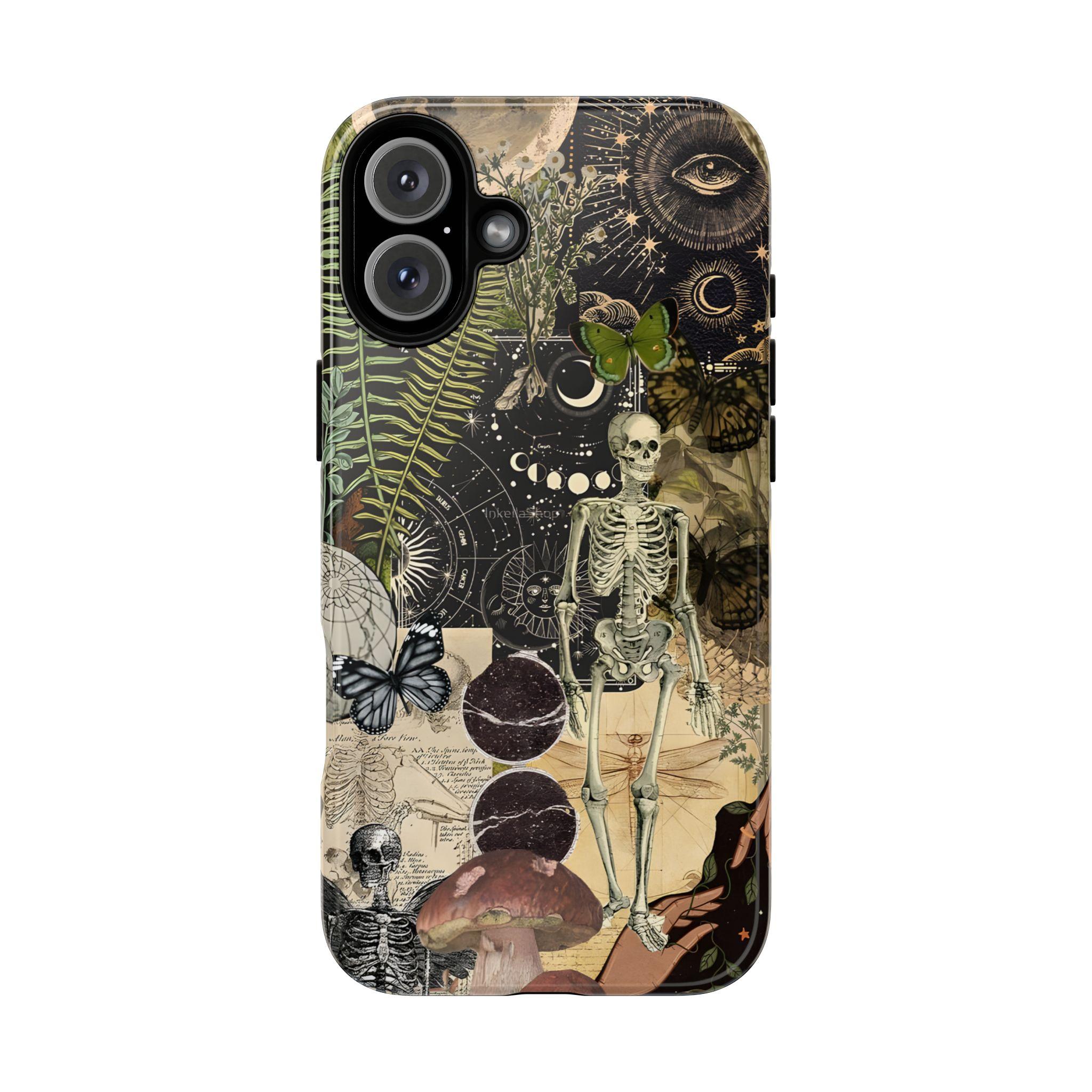 Gothic Skeleton iPhone Case – Witchy Aesthetic Celestial Phone Cover |   Cover for iPhone 17 16 15 14 13 12 SE Max Pro, Gift