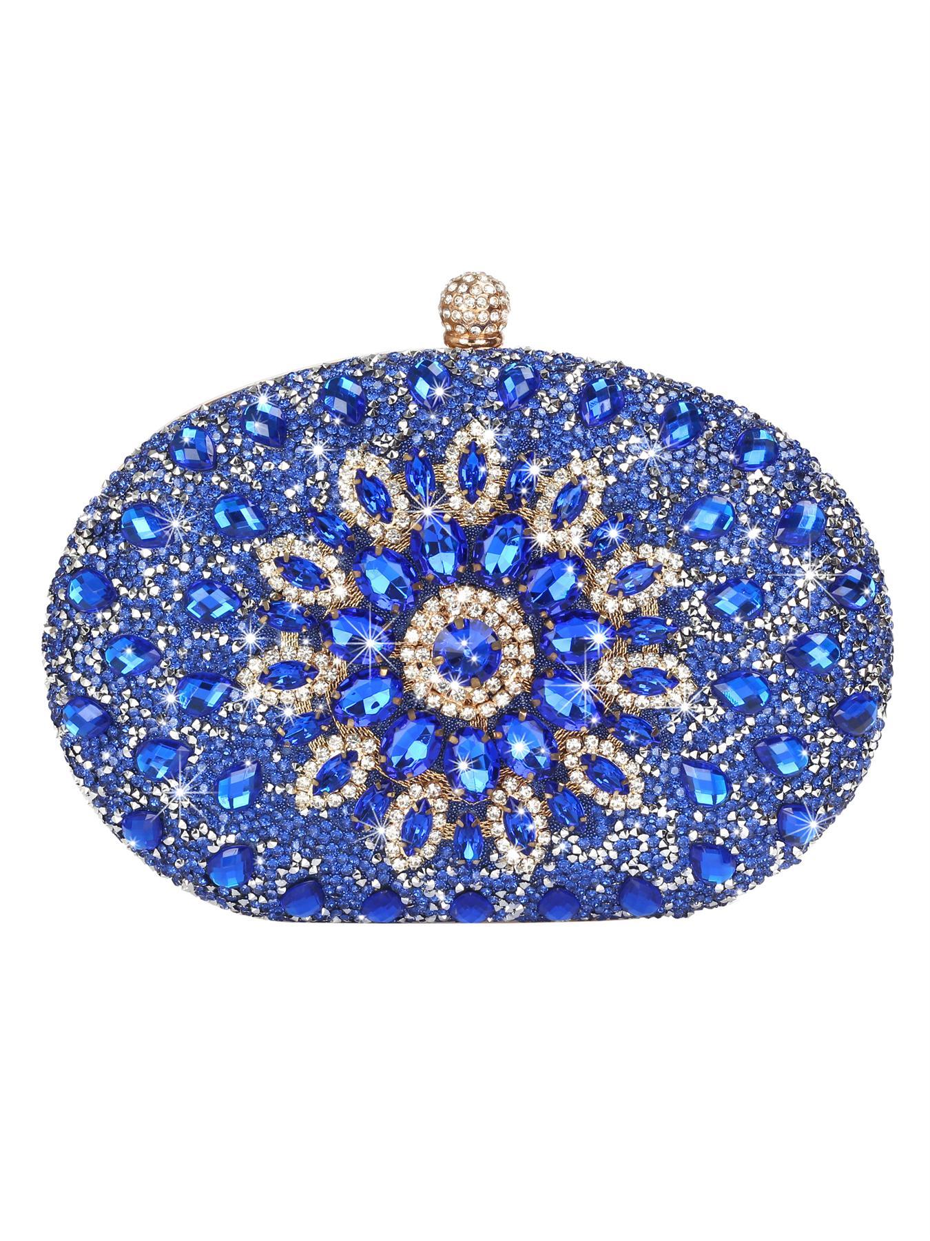 Women's Elegant Rhinestone Decorated Evening Bag, Exquisite Trendy Glittering Clutch Bag with Removable Chain Strap, Fashionable Bag for Party Decoration, Clutch Purse