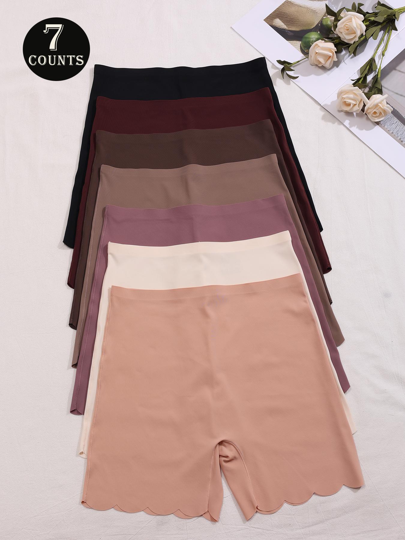 Women's Solid Color Scallop Trim Boyshorts, Soft Fit Panty, Soft Comfy Breathable Panty for Daily Wear, Underwear for All Seasons