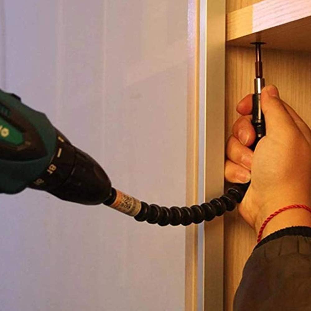 21Pcs Flexible Screwdriver Drill Bit Extension Set 11.8 Inch Shaft Tip for Computer Chassis Electrical Cabinets Furniture etc with 10 Bits 9 Sockets 1 Holder