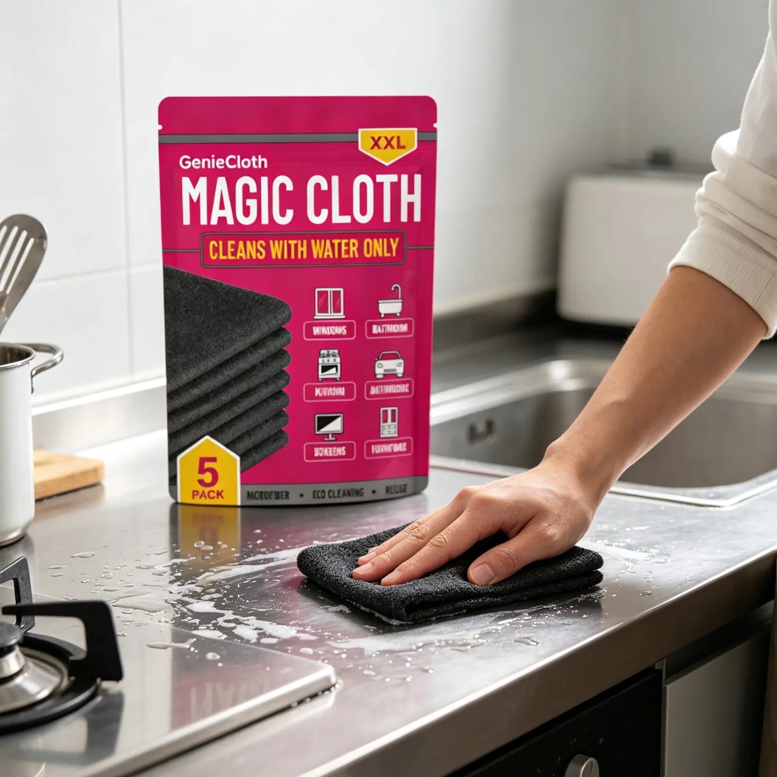 Magic Cloth Gentle Cleaning Multi-Use Glass Bathroom Kitchen Screen Furniture Stain Water Spot Wipe Towel, Versatile Household Cleaning Tool
