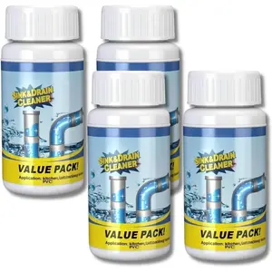 4 Pcs Sink & Drain Cleaner, Pipe Dredge Sink Cleaner Powder, Fast Foaming Drain Cleaner Pipeline Dredging Agent for Pipeline Quick (4)