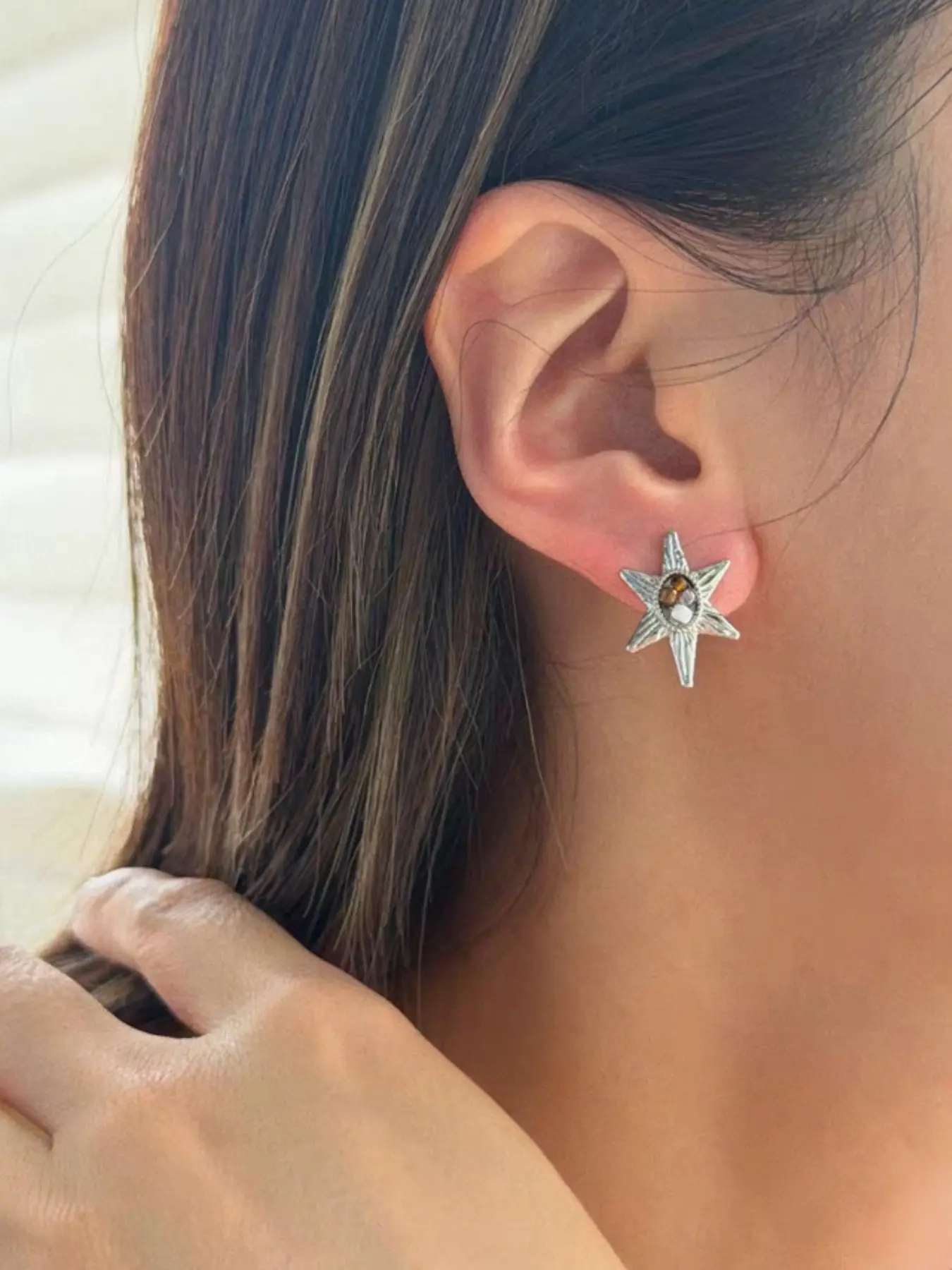 Sun Star Series Beaded Earrings Small Size, Elegant Jewelry Accessory, Perfect for Daily Wear, Lightweight and Comfortable Design