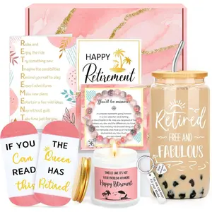 Retirement Gift for Woman 2026 Retired Gifts for Women Happy Cool Retirement Gift Basket for Women Coworker Teacher Nurse Boss Friend Mom Grandma Retirees, 20Oz Tumbler Card The Queen Has Retired SockGift