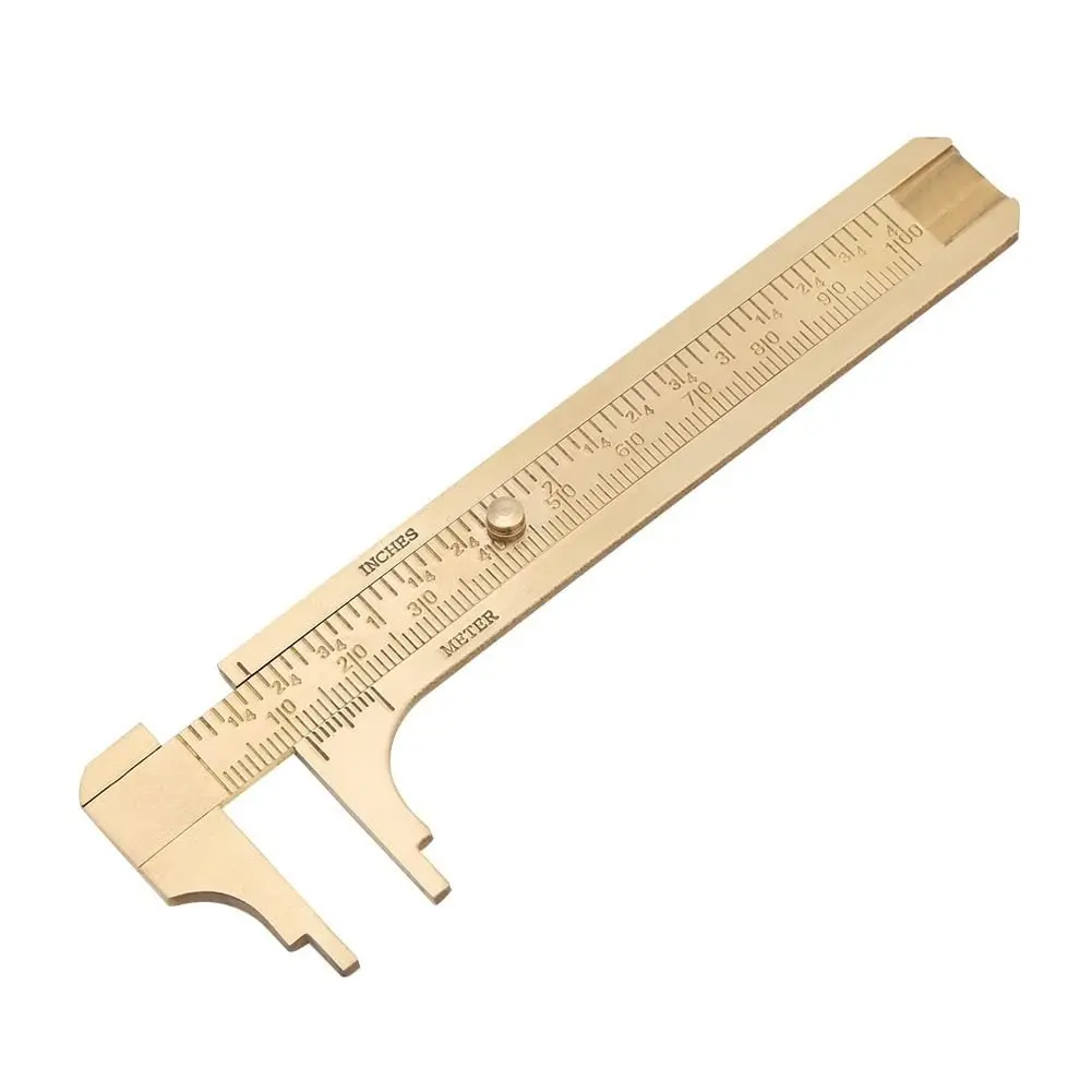 100mm / 4 inch Double Scale Brass Vernier Pocket Caliper Gauge for Bead Wire Jewelry Measuring