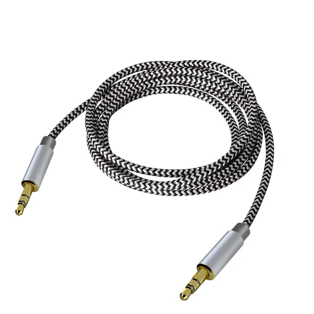 Male-Male 3.5mm Stereo Audio Extension Cable, Nylon Braided 10ft/3m Tangle-Free AUX Cable with 10ft length for Headphones, iPods, iPhones, iPads, Home/Car Stereos (Black)