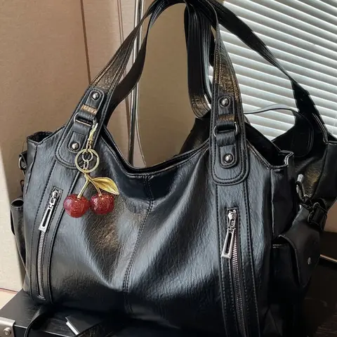 Retro simple and practical texture tote bag, fashionable and casual personality large capacity single shoulder crossbody bag, casual hobo bag, with side pocket design, wide shoulder strap, suitable for daily commuting and shopping #GLOBAL PICKS